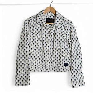 Coach Women's Badlands Floral Jean Jacket White Denim Size M Preppy Coastal